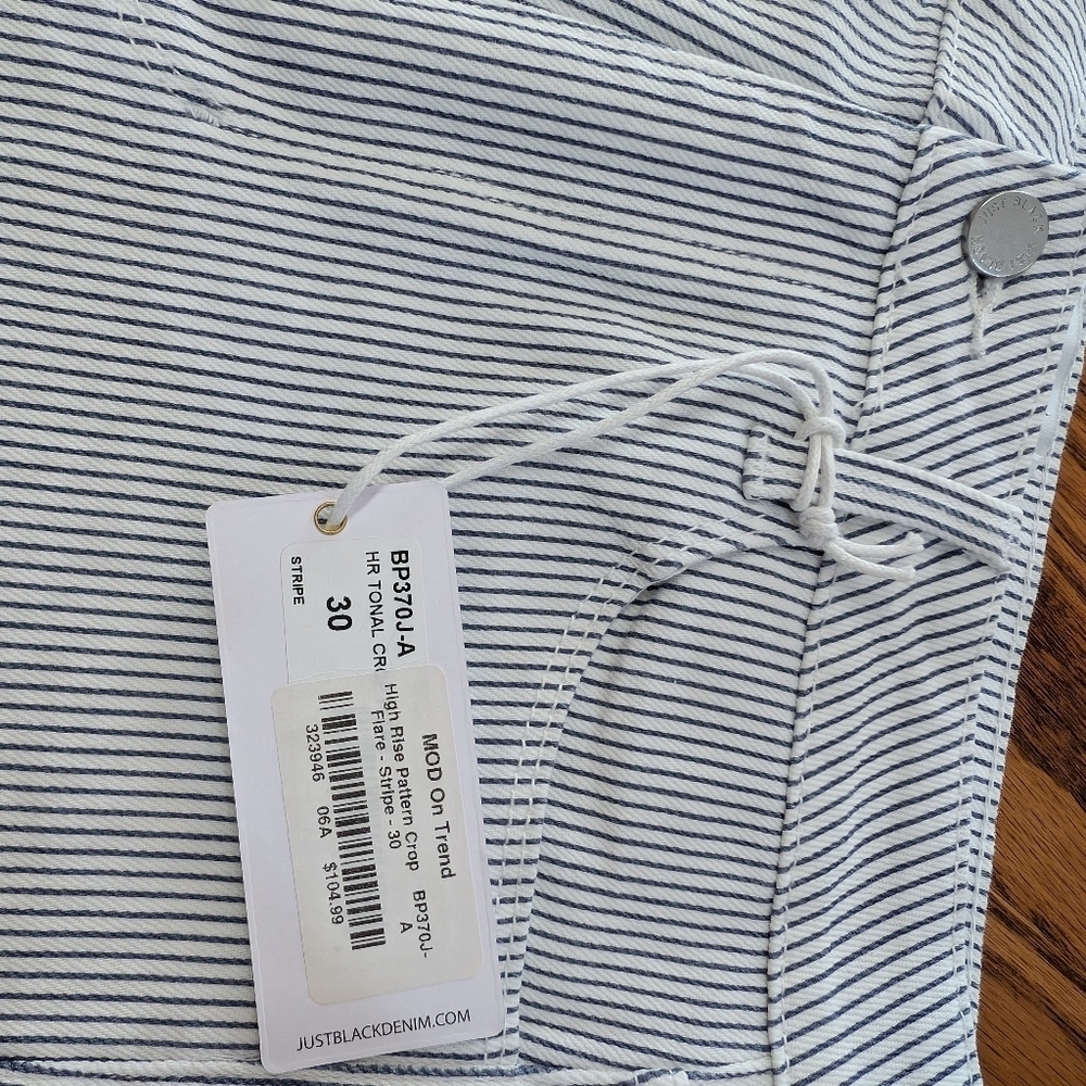 NWT Just black denim striped cropped jean, Size 30 - Picture 10 of 10